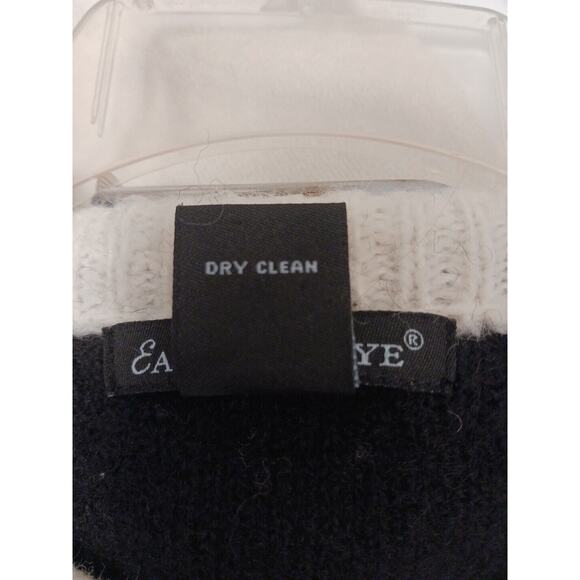 WOOL Cardigan Sweater Sz M BLACK White Gold Buttons Preppy Holiday Old Money Vtg - Picture 11 of 11